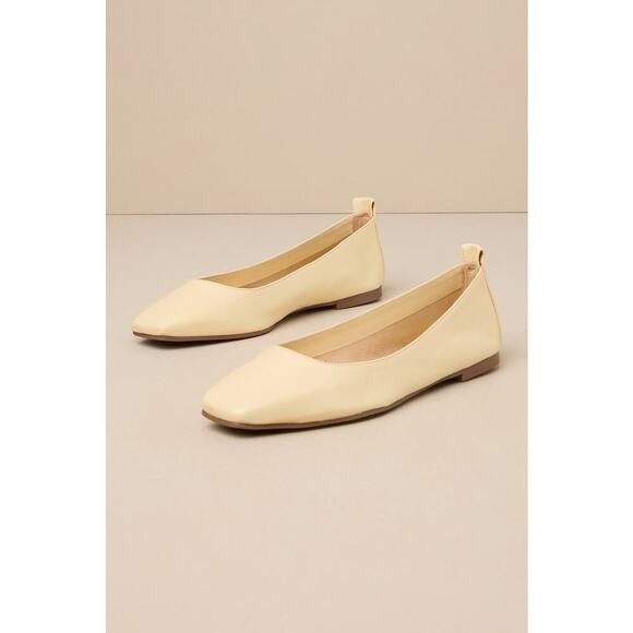 Intentionally Blank Image Eggnog Leather Square-Toe Ballet Flats - Picture 1 of 5